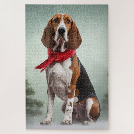 Treeing Walker Coonhound-hond in Sneeuw Kerstmis Legpuzzel (Verticaal)