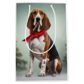 Treeing Walker Coonhound hond in Sneeuw Kerstmis Medium Cadeauzakje (Voorkant)