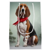 Treeing Walker Coonhound hond in Sneeuw Kerstmis Medium Cadeauzakje (Achterkant)