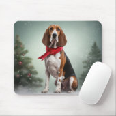 Treeing Walker Coonhound-hond in Sneeuw Kerstmis Muismat (Met muis)