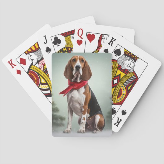 Treeing Walker Coonhound-hond in Sneeuw Kerstmis Pokerkaarten (Achterkant)
