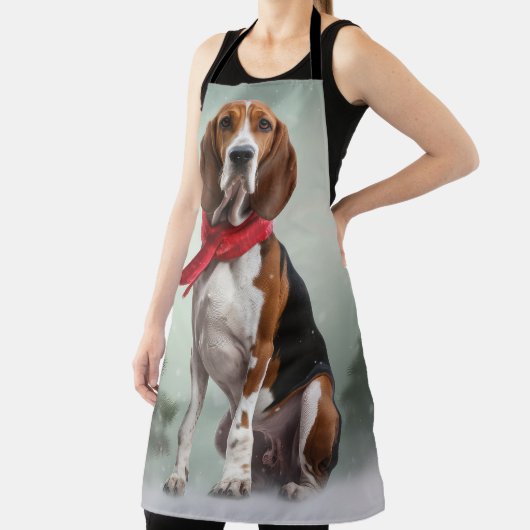 Treeing Walker Coonhound-hond in Sneeuw Kerstmis Schort (Insitu)
