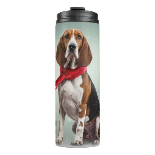 Treeing Walker Coonhound hond in Sneeuw Kerstmis Thermosbeker (Voorkant)