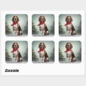 Treeing Walker Coonhound-hond in Sneeuw Kerstmis Vierkante Sticker (Vel)