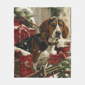 Treeing Walker Coonhound Hond Kerst Feestelijk Fleece Deken (Voorkant)