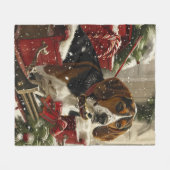 Treeing Walker Coonhound Hond Kerst Feestelijk Fleece Deken (Voorkant (Horizontaal))