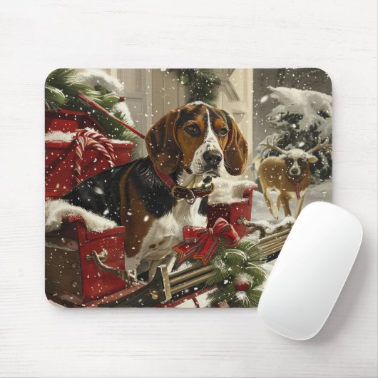 Treeing Walker Coonhound Hond Kerst Feestelijk Muismat (Met muis)