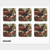 Treeing Walker Coonhound Hond Kerst Feestelijk Vierkante Sticker (Vel)