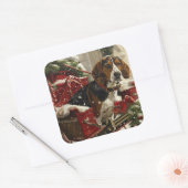 Treeing Walker Coonhound Hond Kerst Feestelijk Vierkante Sticker (Envelop)