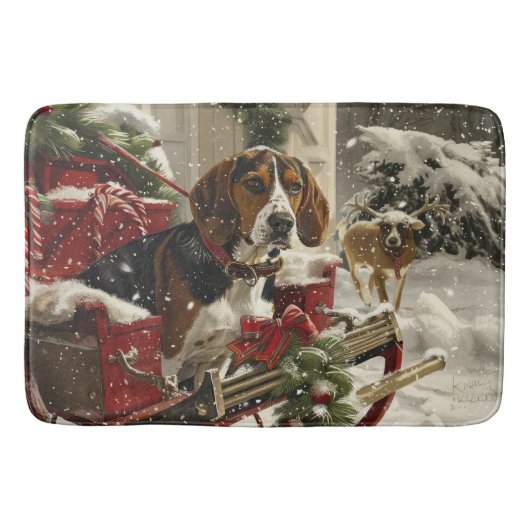 Treeing Walker Coonhound Hond Kerstfeest Badmat (Voorkant)