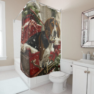 Treeing Walker Coonhound Hond Kerstfeest Douchegordijn