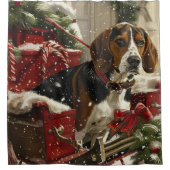 Treeing Walker Coonhound Hond Kerstfeest Douchegordijn (Voorkant)
