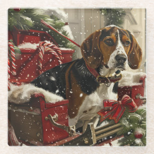 Treeing Walker Coonhound Hond Kerstfeest Glazen Onderzetter