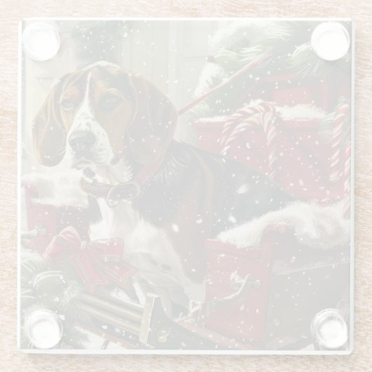 Treeing Walker Coonhound Hond Kerstfeest Glazen Onderzetter (Achterkant)
