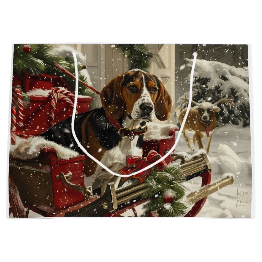 Treeing Walker Coonhound Hond Kerstfeest Groot Cadeauzakje (Voorkant)