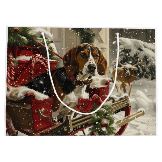 Treeing Walker Coonhound Hond Kerstfeest Groot Cadeauzakje (Achterkant)