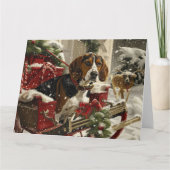 Treeing Walker Coonhound Hond Kerstfeest Kaart (Voorkant)