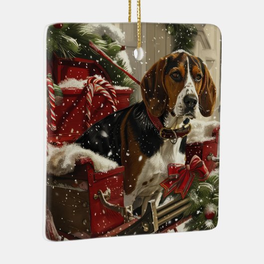 Treeing Walker Coonhound Hond Kerstfeest Keramisch Ornament (Rechts)