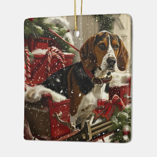 Treeing Walker Coonhound Hond Kerstfeest Keramisch Ornament (Links)