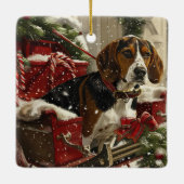 Treeing Walker Coonhound Hond Kerstfeest Keramisch Ornament (Achterkant)
