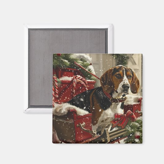 Treeing Walker Coonhound Hond Kerstfeest Magneet (Voorkant / Achterkant)