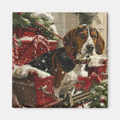 Treeing Walker Coonhound Hond Kerstfeest Magneet (Voorkant)