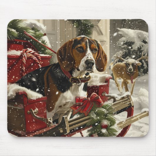 Treeing Walker Coonhound Hond Kerstfeest Muismat (Voorkant)