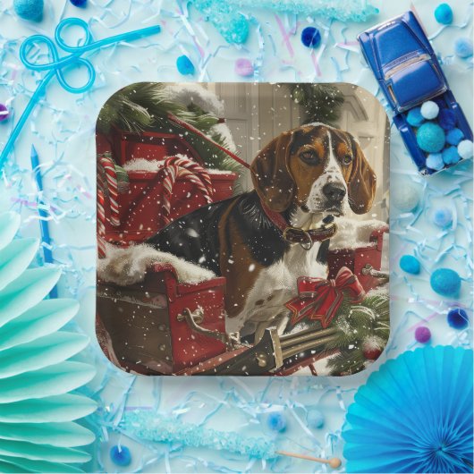 Treeing Walker Coonhound Hond Kerstfeest Papieren Bordje (Feest)