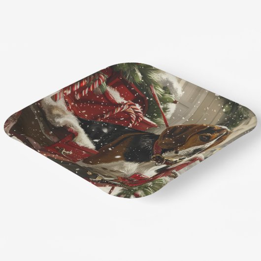 Treeing Walker Coonhound Hond Kerstfeest Papieren Bordje (Gebogen)