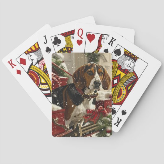 Treeing Walker Coonhound Hond Kerstfeest Pokerkaarten (Achterkant)