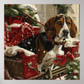 Treeing Walker Coonhound Hond Kerstfeest Poster (Voorkant)