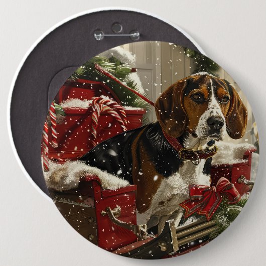 Treeing Walker Coonhound Hond Kerstfeest Ronde Button 6,0 Cm (Voorkant /achterkant)
