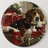 Treeing Walker Coonhound Hond Kerstfeest Ronde Button 6,0 Cm (Voorkant)