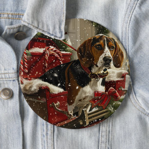 Treeing Walker Coonhound Hond Kerstfeest Ronde Button 6,0 Cm
