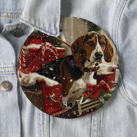 Treeing Walker Coonhound Hond Kerstfeest Ronde Button 6,0 Cm (In situ)