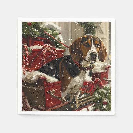 Treeing Walker Coonhound Hond Kerstfeest Servet (Voorkant)