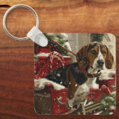 Treeing Walker Coonhound Hond Kerstfeest Sleutelhanger (Voorkant)