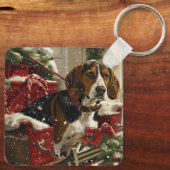 Treeing Walker Coonhound Hond Kerstfeest Sleutelhanger (Achterkant)