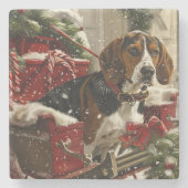 Treeing Walker Coonhound Hond Kerstfeest Stenen Onderzetter (Voorkant)