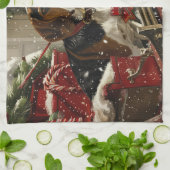 Treeing Walker Coonhound Hond Kerstfeest Theedoek (Gevouwen)