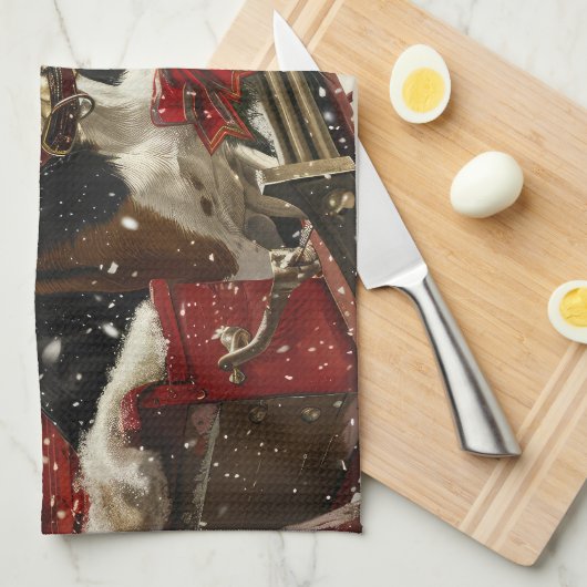 Treeing Walker Coonhound Hond Kerstfeest Theedoek (Quarter Fold)