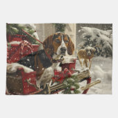 Treeing Walker Coonhound Hond Kerstfeest Theedoek (Horizontaal)