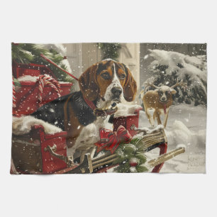 Treeing Walker Coonhound Hond Kerstfeest Theedoek