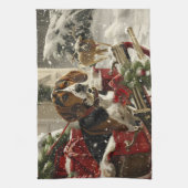 Treeing Walker Coonhound Hond Kerstfeest Theedoek (Verticaal)