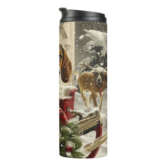 Treeing Walker Coonhound Hond Kerstfeest Thermosbeker (Geroteerd rechts)