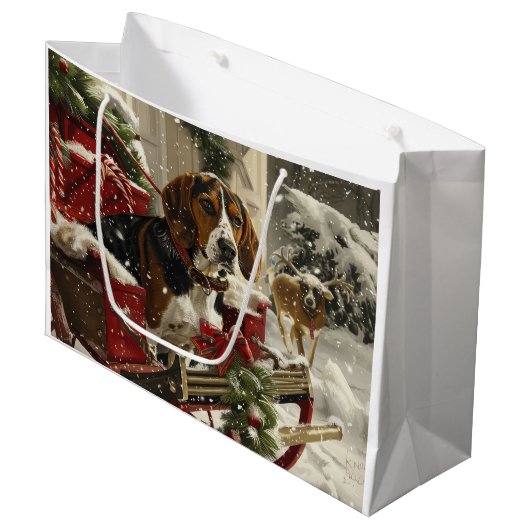 Treeing Walker Coonhound hond Kerstmis Festief Groot Cadeauzakje (Voorkant Gekanteld)