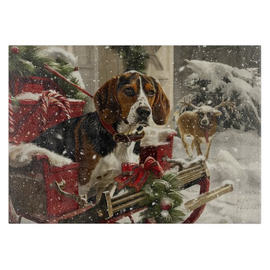 Treeing Walker Coonhound hond Kerstmis Festief Snijplank (Voorkant)