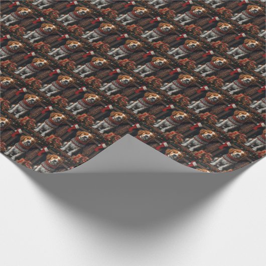 Treeing Walker Coonhound hond met kerstcadeaus Cadeaupapier (Hoek)