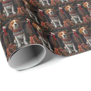 Treeing Walker Coonhound hond met kerstcadeaus Cadeaupapier