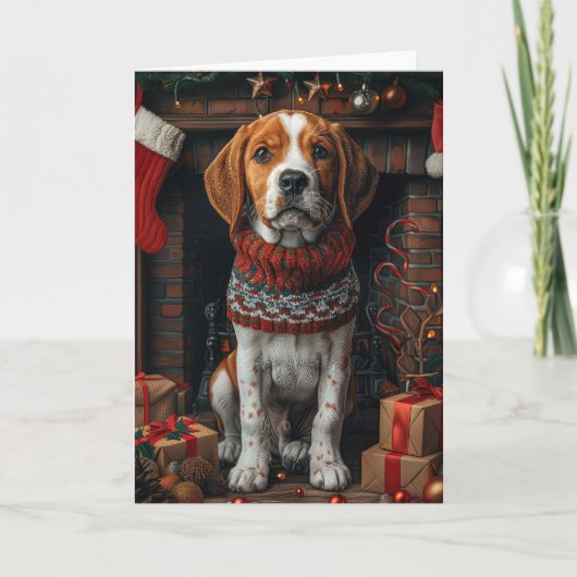 Treeing Walker Coonhound hond met kerstcadeaus Kaart (Voorkant)
